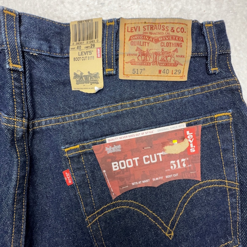 Levis 517 Boot Cut Jeans Mens 40x29 Dark Wash Indigo Blue Denim 005170216 NEW